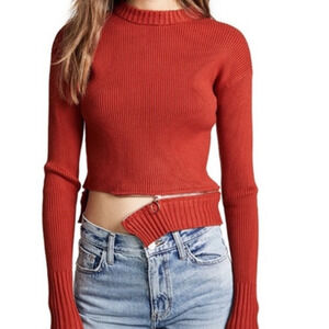 New with Tags For Love and Lemons Annie Zipper Sweater Ribbed Knit Small
